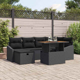 Garden Sofa Set Height-Adjustable 7 pcs Black Poly Rattan
