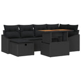 Garden Sofa Set Height-Adjustable 7 pcs Black Poly Rattan