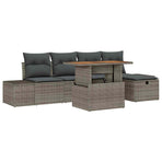 Garden Sofa Set 6 pcs Grey Poly Rattan