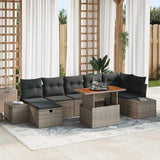 Garden Sofa Set Height-Adjustable 8 pcs Grey Poly Rattan