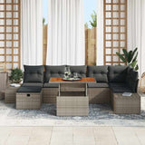Garden Sofa Set Height-Adjustable 8 pcs Grey Poly Rattan - Side View