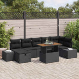 Garden Sofa Set Height-Adjustable 8 pcs Black Poly Rattan