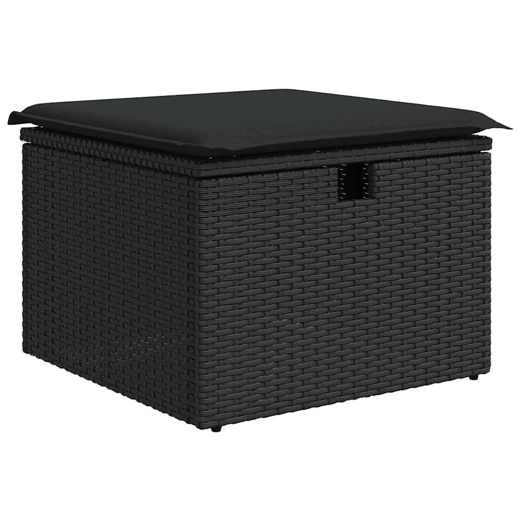 Garden Sofa Set with Storage 9 pcs Black Poly rattan