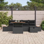 Garden Sofa Set 6 pcs Black Poly Rattan