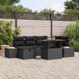 Garden Sofa Set Height-Adjustable 7 pcs Black Poly Rattan