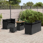 Garden Sofa Set 8 pcs Black Poly Rattan