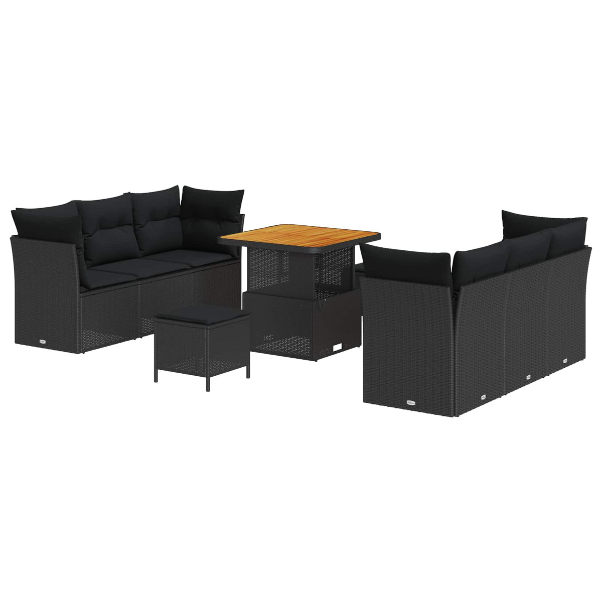 Garden Sofa Set 9 pcs Black Poly Rattan
