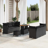 Garden Sofa Set with Cushion 9 pcs Black Poly Rattan