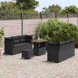 Garden Sofa Set with Cushion 9 pcs Black Poly Rattan - Side View