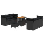 Garden Sofa Set 9 pcs Black Poly Rattan