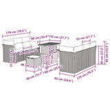 Garden Sofa Set with Cushion 9 pcs Black Poly Rattan - Extra Image