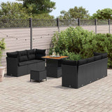 Garden Sofa Set Height-Adjustable 10 pcs Black Poly Rattan - Side View