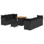 Garden Sofa Set 10 pcs Black Poly Rattan