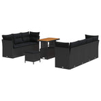 Garden Sofa Set 10 pcs Black Poly Rattan