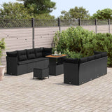 Garden Sofa Set Height-Adjustable 11 pcs Black Poly Rattan