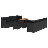 Garden Sofa Set Height-Adjustable 11 pcs Black Poly Rattan