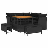 Garden Sofa Set Height-Adjustable 8 pcs Black Poly Rattan - Front View
