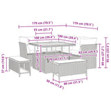 Garden Sofa Set Height-Adjustable 8 pcs Black Poly Rattan - Extra Image