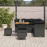 Garden Sofa Set Height-Adjustable 8 pcs Black Poly Rattan - Side View