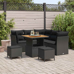 Garden Sofa Set 8 pcs Black Poly Rattan