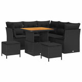 Garden Sofa Set Height-Adjustable 8 pcs Black Poly Rattan - Front View