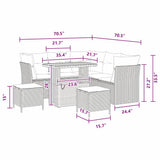 Garden Sofa Set Height-Adjustable 8 pcs Black Poly Rattan - Extra Image