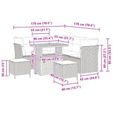 Garden Sofa Set Height-Adjustable 8 pcs Black Poly Rattan