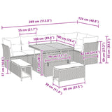 Garden Sofa Set Height-Adjustable 9 pcs Black Poly Rattan - Extra Image