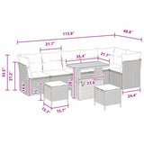 Garden Sofa Set Height-Adjustable 9 pcs Black Poly Rattan - Extra Image