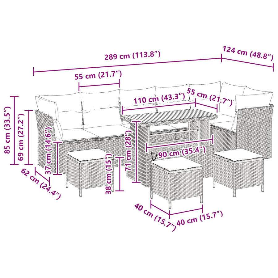 Garden Sofa Set 10 pcs Black Poly Rattan