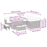 Garden Sofa Set Height-Adjustable 12 pcs Black Poly Rattan