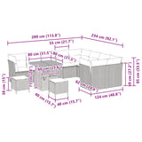 Garden Sofa Set Height-Adjustable 12 pcs Black Poly Rattan