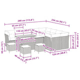 Garden Sofa Set Height-Adjustable 13 pcs Black Poly Rattan - Extra Image