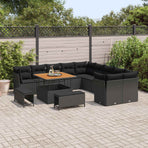 Garden Sofa Set 13 pcs Black Poly Rattan
