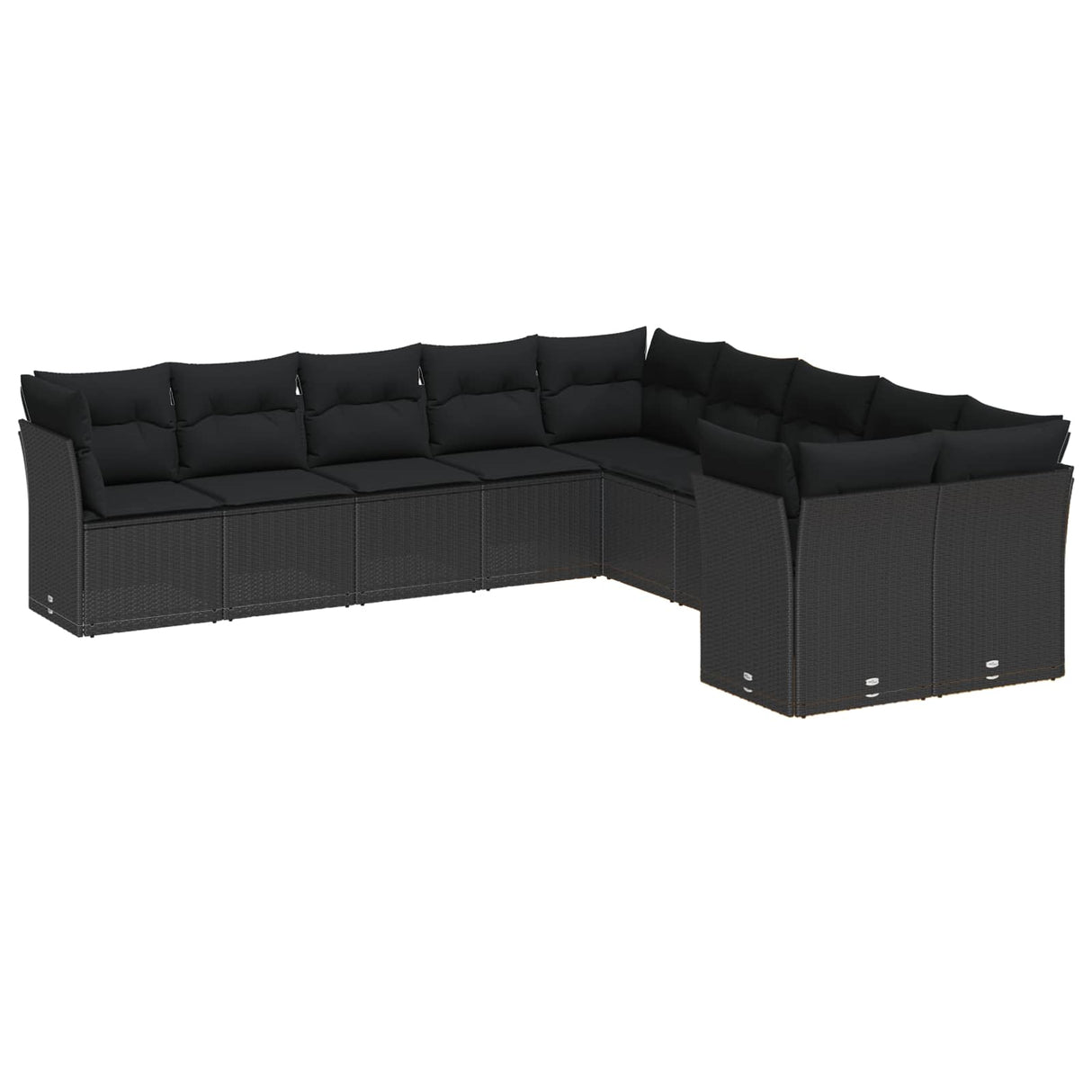 Garden Sofa Set Height-Adjustable 13 pcs Black Poly Rattan