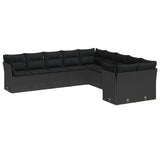 Garden Sofa Set Height-Adjustable 13 pcs Black Poly Rattan - Front View