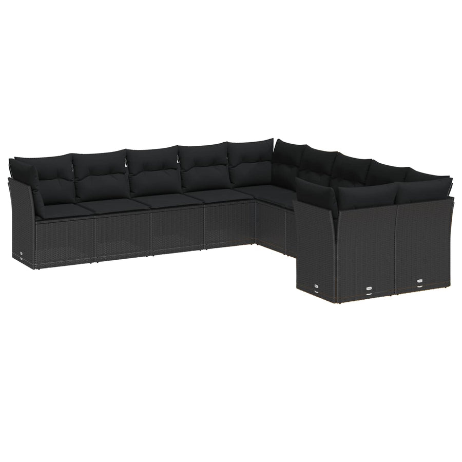 Garden Sofa Set 13 pcs Black Poly Rattan