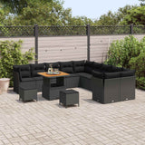 Garden Sofa Set Height-Adjustable 13 pcs Black Poly Rattan