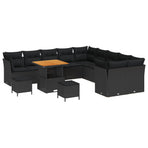 Garden Sofa Set 13 pcs Black Poly Rattan