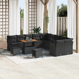 Garden Sofa Set Height-Adjustable 13 pcs Black Poly Rattan