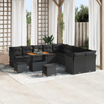 Garden Sofa Set 13 pcs Black Poly Rattan