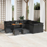 Garden Sofa Set 14 pcs Black Poly Rattan