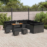 Garden Sofa Set 14 pcs Black Poly Rattan
