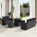 Garden Sofa Set with Cushion 8 pcs Black Poly Rattan
