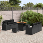 Garden Sofa Set 9 pcs Black Poly Rattan