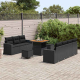 Garden Sofa Set Height-Adjustable 10 pcs Black Poly Rattan - Side View