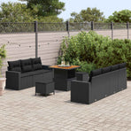 Garden Sofa Set 10 pcs Black Poly Rattan