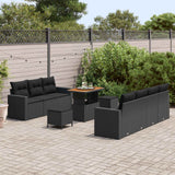 Garden Sofa Set with Cushion 10 pcs Black Poly Rattan - Side View