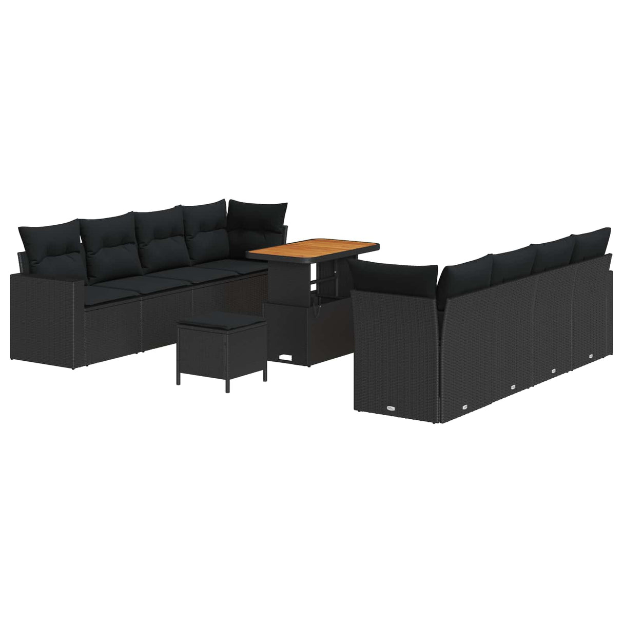 Garden Sofa Set Height-Adjustable 11 pcs Black Poly Rattan
