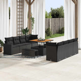 Garden Sofa Set Height-Adjustable 11 pcs Black Poly Rattan